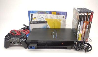 PS2 Video Game Console w/ 5 Games & 2 Controllers