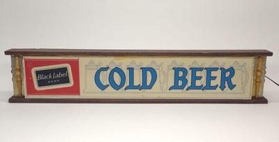 1970s Black Label Cold Beer Lighted Sign