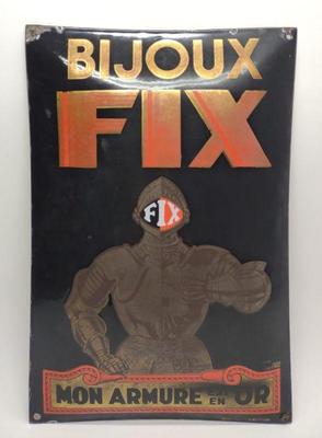 1930s French Bijoux Fix Porcelain Enamel Sign
