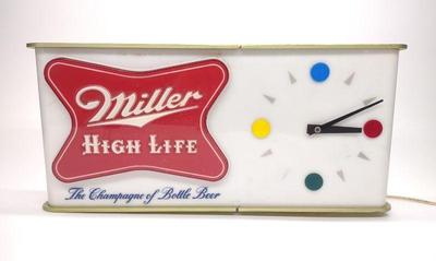 1957 Mid Century Miller Lighted Clock Sign (Works)
