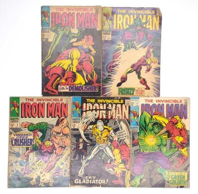 (5) Iron Man #2, 5, 6, 7, & 9 Marvel Comics (1968)