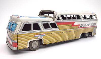 Vtg. Japan Tin Friction Continental Trailways Bus