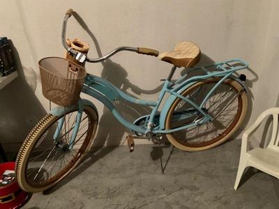 Baby blue Beach cruiser with cute basket
