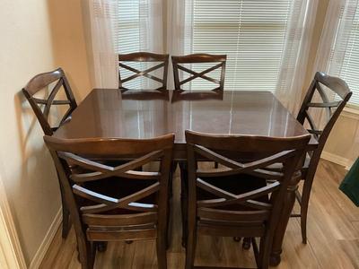 High top Ashley table with 6 chairs-54x36x36
1 leaf-18"