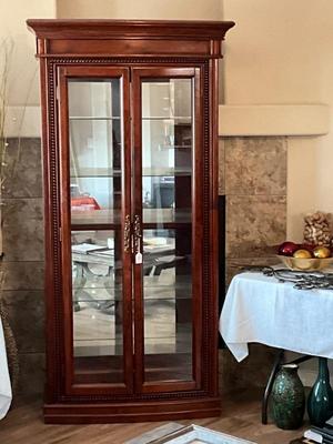 Curio cabinet dark wood-34x14x78