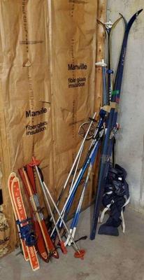 Cross country skis and poles kid's skis