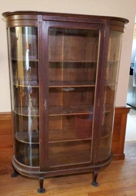 Antique curved glass china cabinet