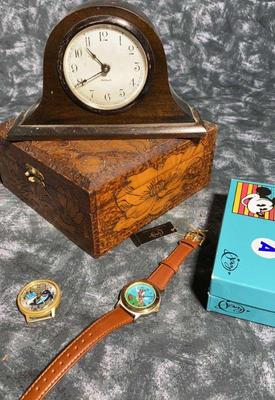 Vintage gilbert clock jaz mickey mouse watch, swiss star kist watch