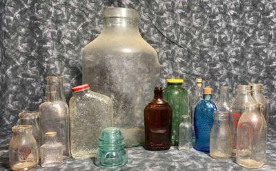 Large vintage glass bottle lot