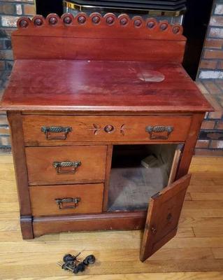Antique eastlake wash stand dry sink cabinet
