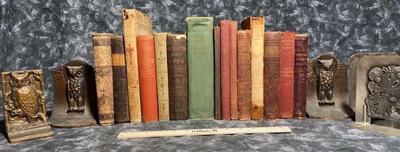 Vintage books heavy owl bookends, more