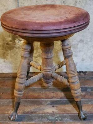 Antique ball claw foot piano stool