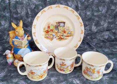 Royal doulton bunnykins plates cups, peter rabbit