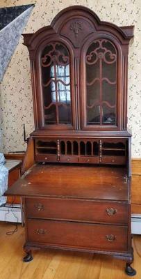 Vintage lighted drop front secretary desk
