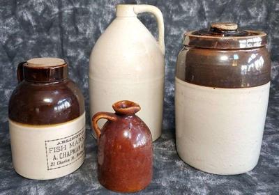 Vintage stoneware jugs and crock