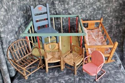 Vintage and mid century doll furniture