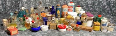 Generous lot of vintage avon glasses, toiletries, more