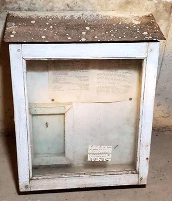 Salvaged antique church bulletin case