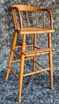 Vintage cane seat oak high chair