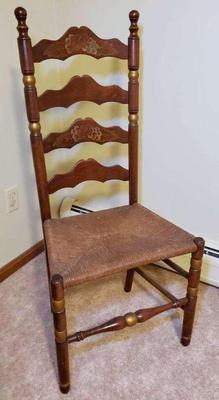 Vintage ladder back rush seat chair