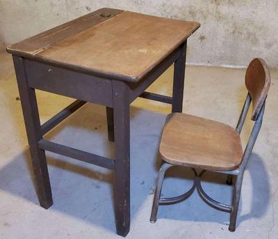 Mid century lift top school desk chair