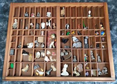 Miniatures collectibles and printers drawer shadow box