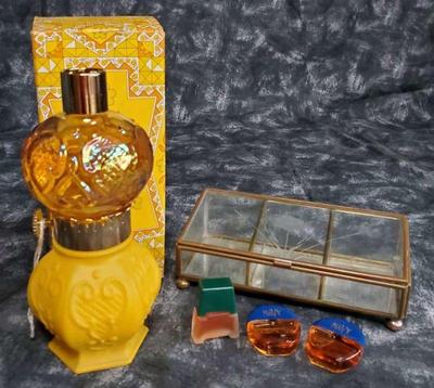 Avon parlour lamp colognes, vanity box