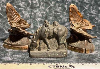 Cast iron butterfly bookends horse statue