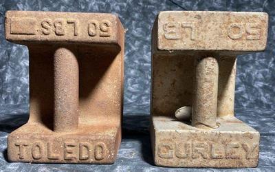 Vintage toledo curley 50lb rectangle dumbbells