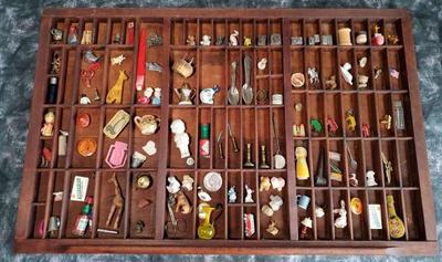 Miniatures collectibles with printer drawer shadow box
