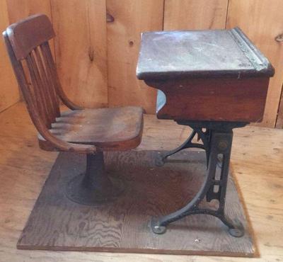 Small antique student desk and chair