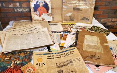 Vintage and antique ephemera sheet music, newspapers