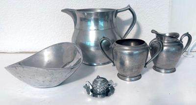 Nambe silver 567) bowl and pewter pieces