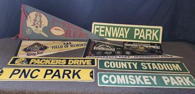 Sports pennants and signs