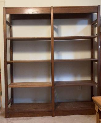 Double open wood bookshelf