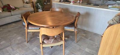 J.L. Moller - Danish Table W/ 6 Chairs and table leaf extension