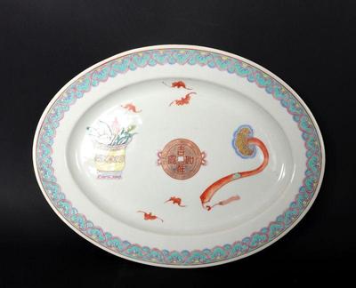 Lot 345 qing dynasty chinese porcelain oval dish