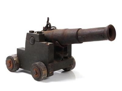 Lot 114 iron pin fire cannon carriage, 19th c.