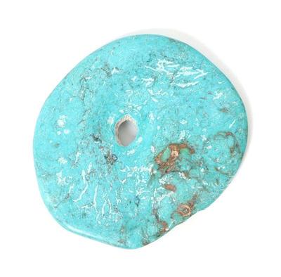 Lot 157 lovely raw turquoise disc bead pendant