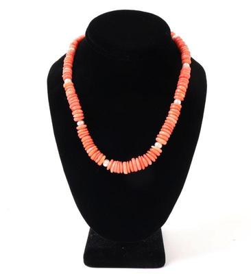 Lot 148 stunning coral bead pearl style bead necklace