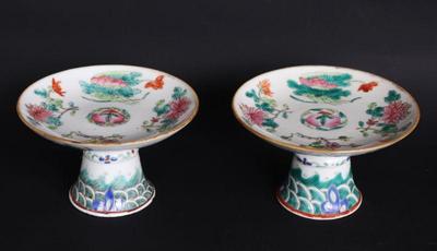 Lot 350 pair famille rose' stem cups, qing dynasty 1636 1911