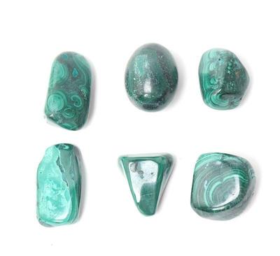 Lot 214 group of six polished malachite specimens