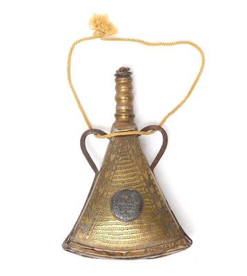 Lot 118 islamic brass powder flask 19th c.
