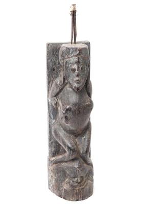 Lot 260 dayak wood carved rattan splitter guardian figure