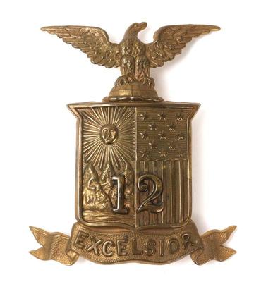 Lot 125 1870 s 12th new york militia helmet shako badge