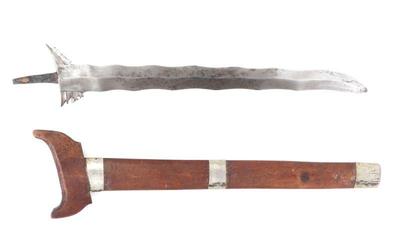 Lot 95 moro 13 wave kris blade w scabbard