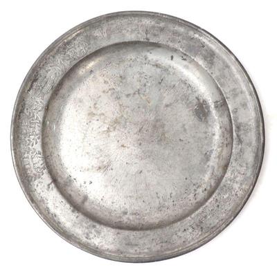 Lot 198 large revolutionary war period pewter plate dated 1775