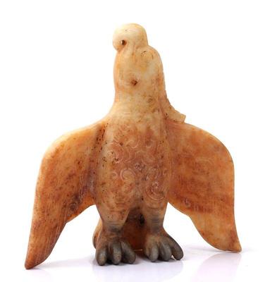 Lot 320 chinese red white hardstone bird in flight
