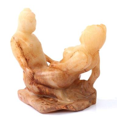 Lot 324 chinese hardstone carving male female
