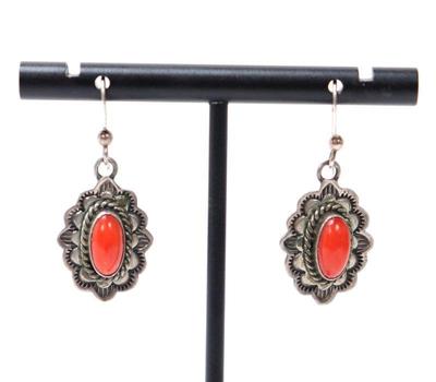 Lot 188 gorgeous sterling silver coral drop earrings